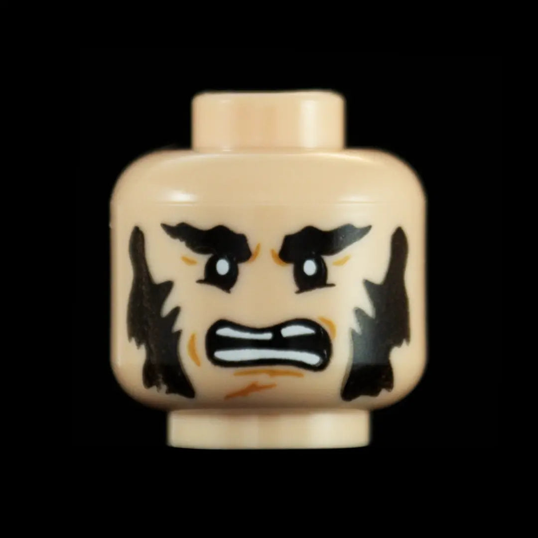 Castle Clad Bricks Custom Pad Printed  Bandit Head Variation 10 Light Nougat
