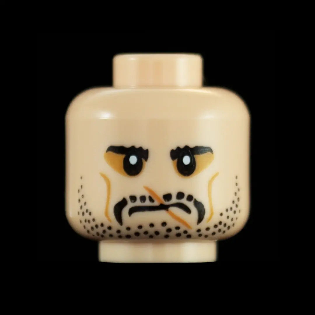 Castle Clad Bricks Custom Pad Printed  Bandit Head Variation 11 Light Nougat