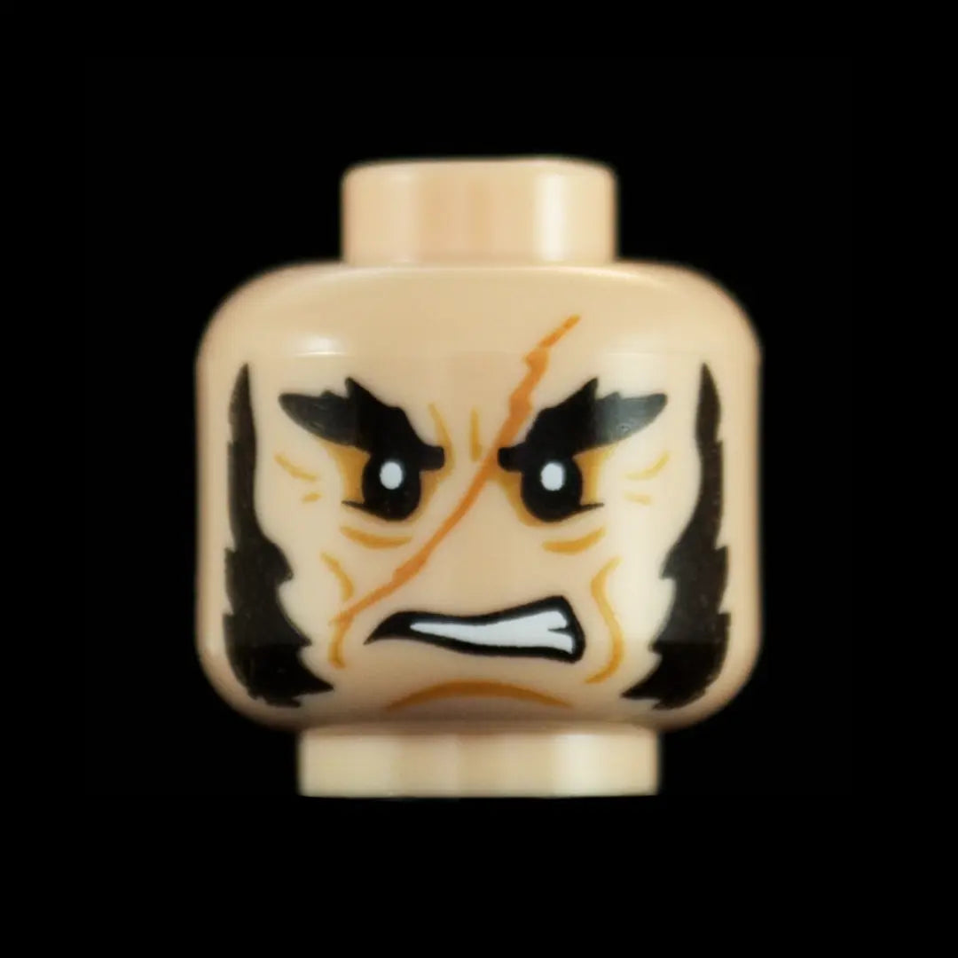 Castle Clad Bricks Custom Pad Printed  Bandit Head Variation 1 Light Nougat