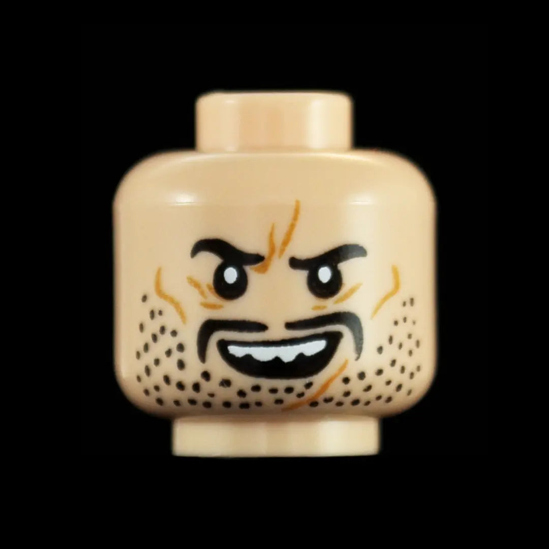 Castle Clad Bricks Custom Pad Printed  Bandit Head Variation 2 Light Nougat