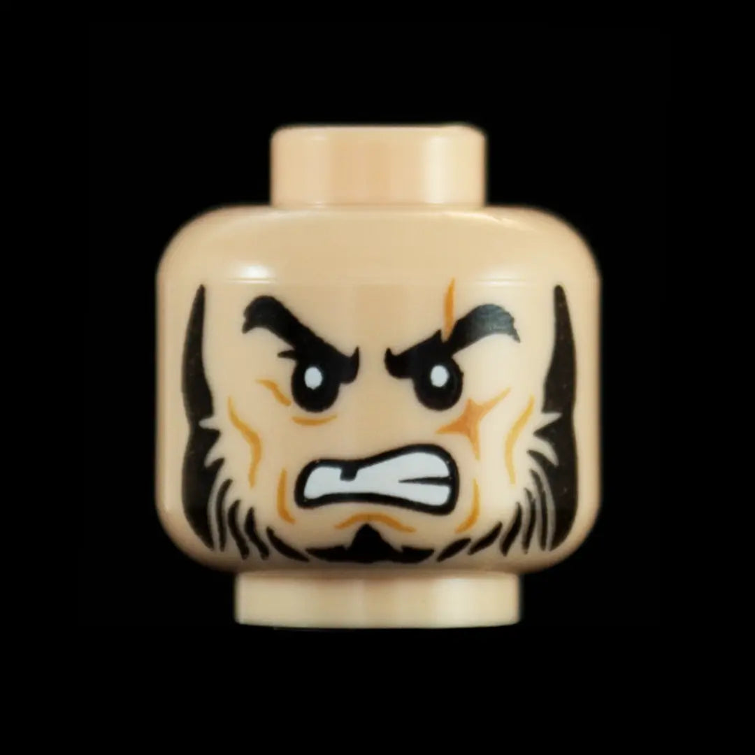 Castle Clad Bricks Custom Pad Printed  Bandit Head Variation 3 Light Nougat