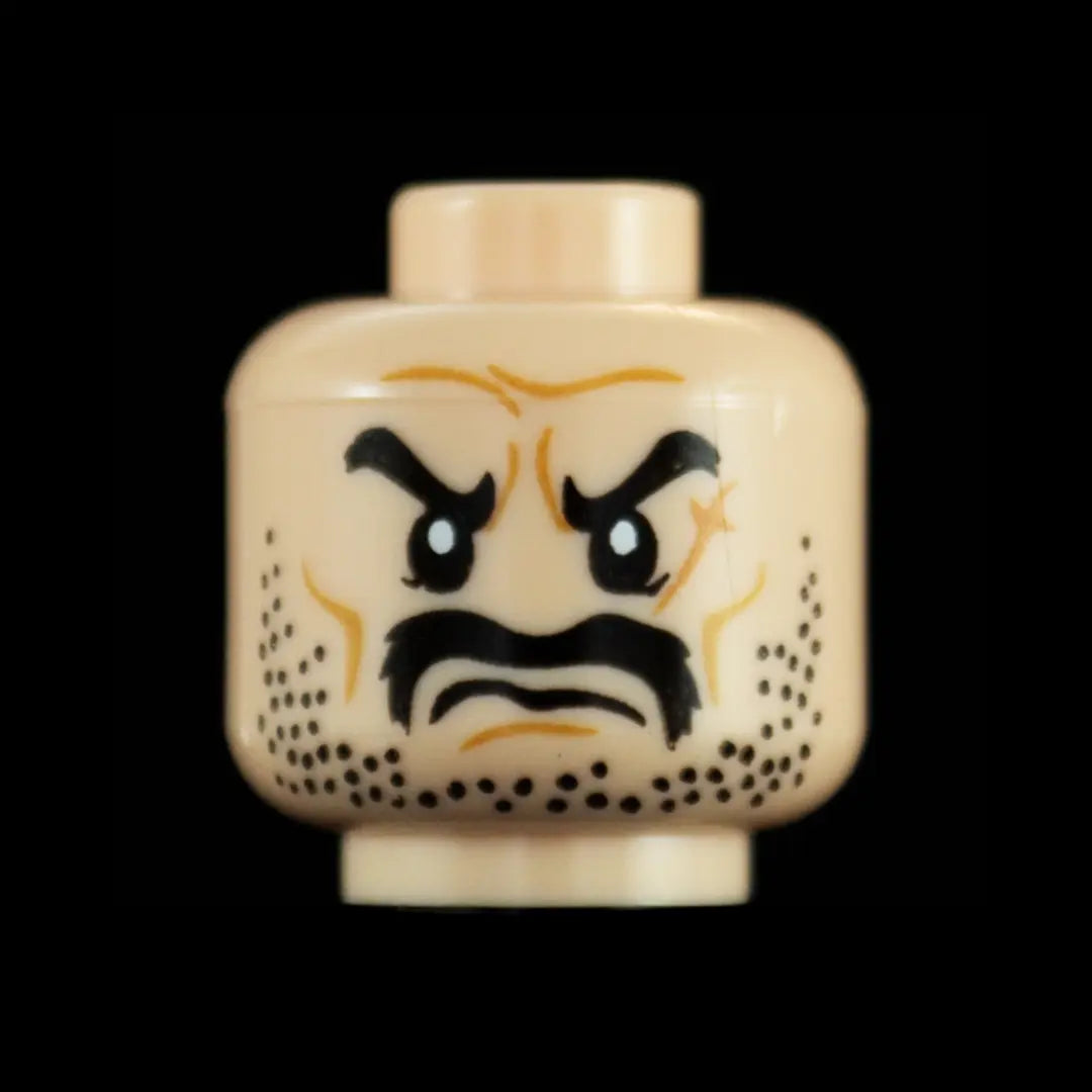 Castle Clad Bricks Custom Pad Printed  Bandit Head Variation 4 Light Nougat