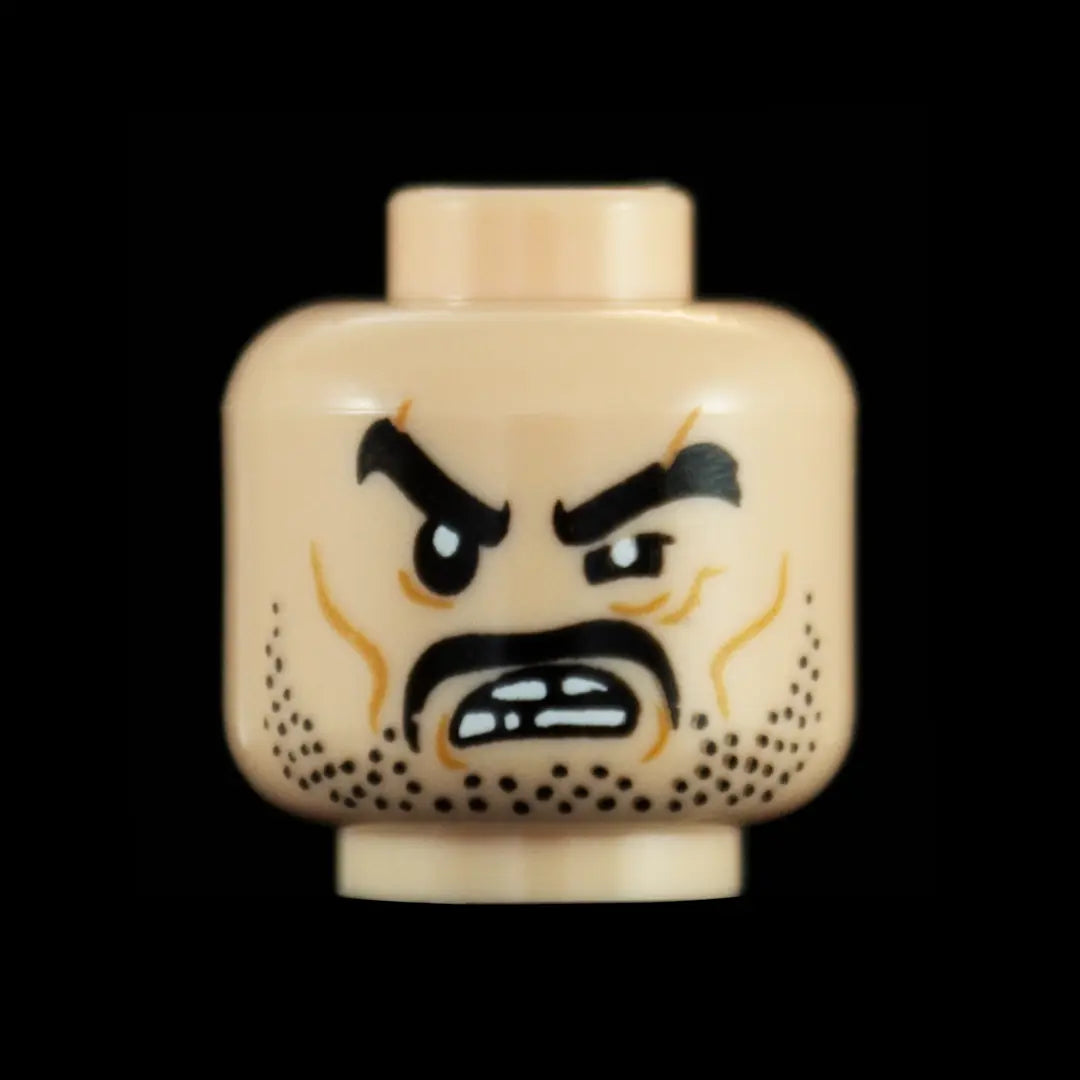 Castle Clad Bricks Custom Pad Printed  Bandit Head Variation 6 Light Nougat