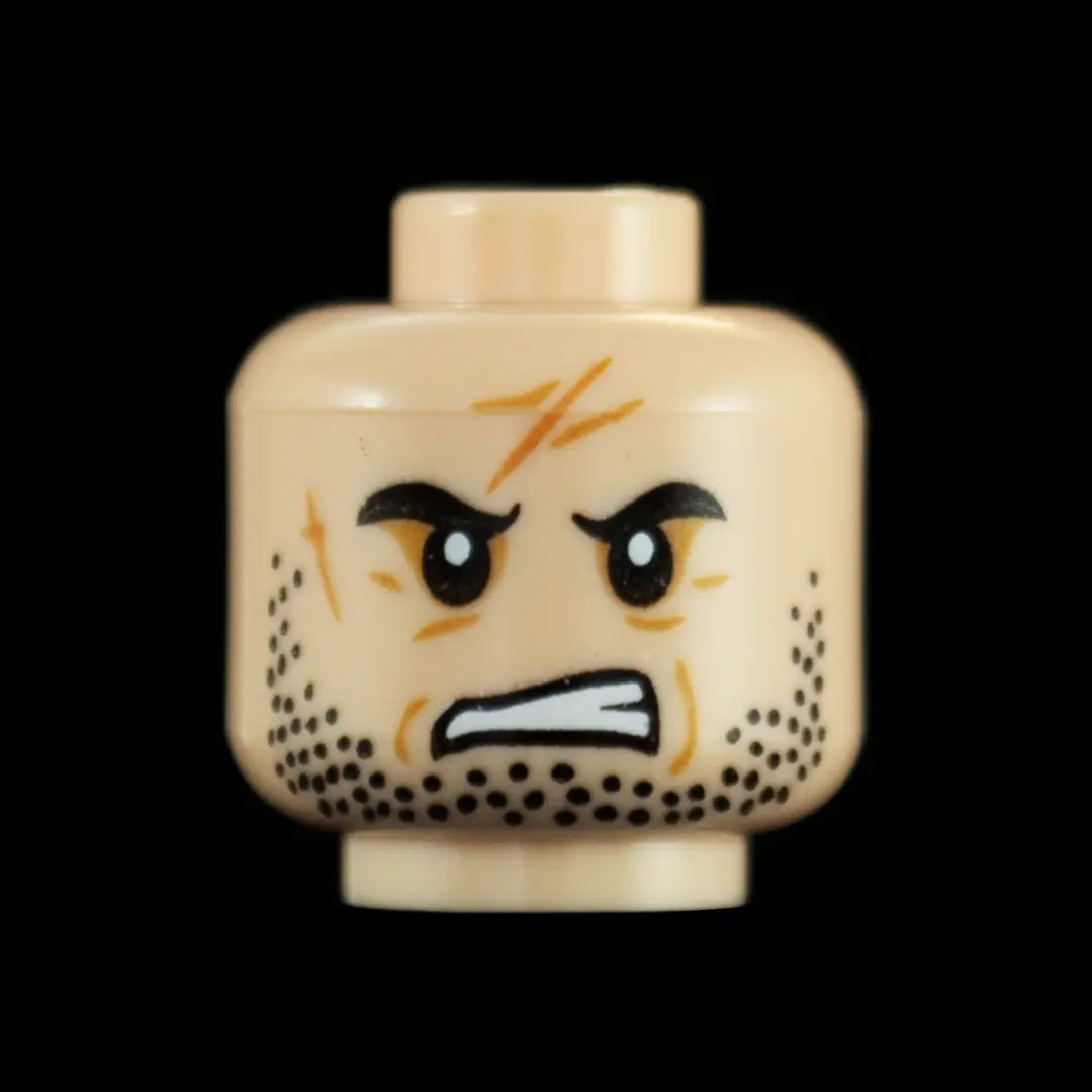 Castle Clad Bricks Custom Pad Printed  Bandit Head Variation 8 Light Nougat